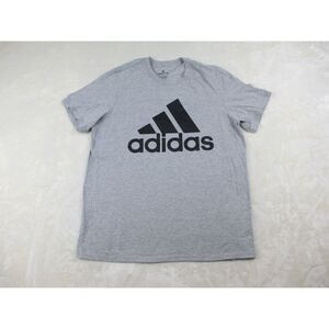Adidas Shirt Mens Large Gray Spell Out Trefoil Logo Amplifier‎ Tee Casual